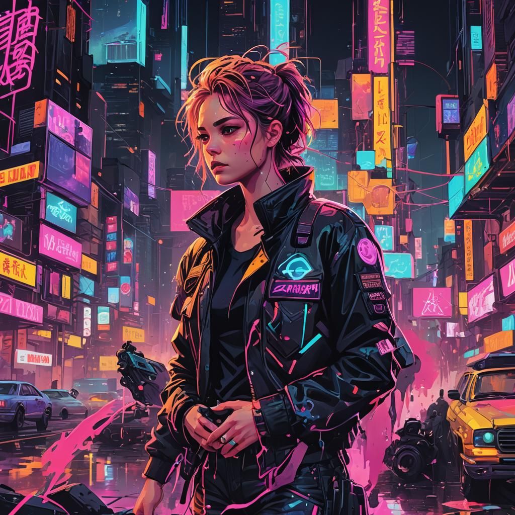 i don't care about anything. splash art, new wave, neon dyst...
