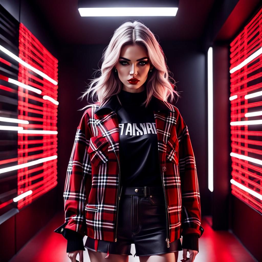 Cool girl with plaid pattern outfit - AI Generated Artwork - NightCafe ...