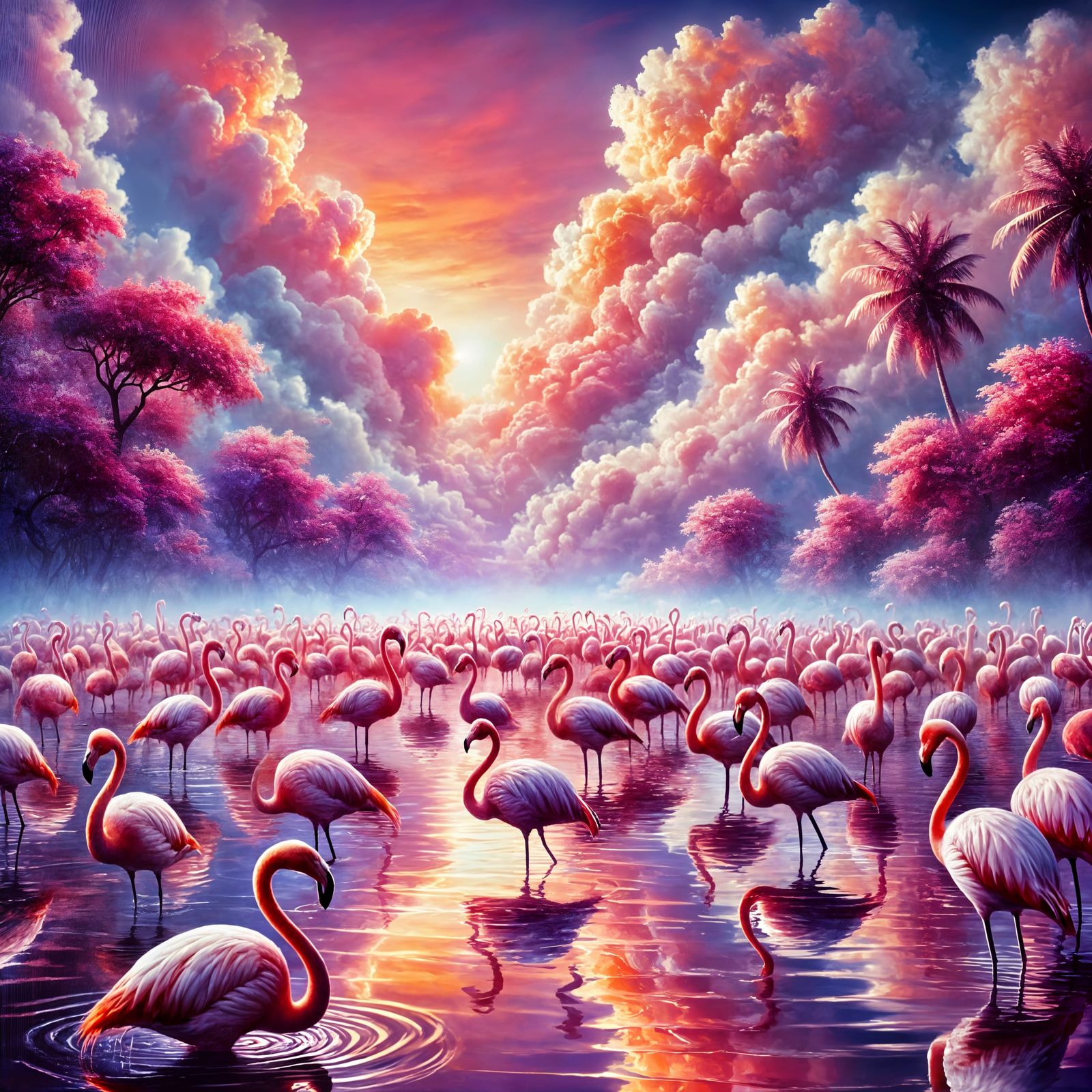 flamingo sunset
