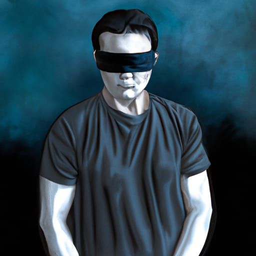 Premium AI Image  Blindfolded man in dramatic lights