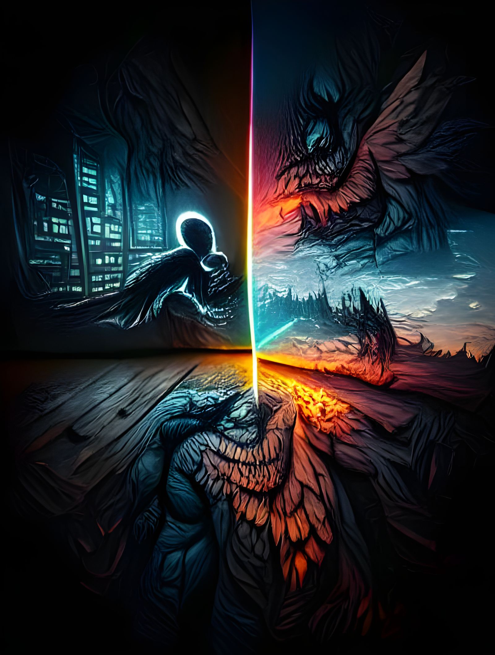 Light vs Dark - AI Artwork - NightCafe Creator