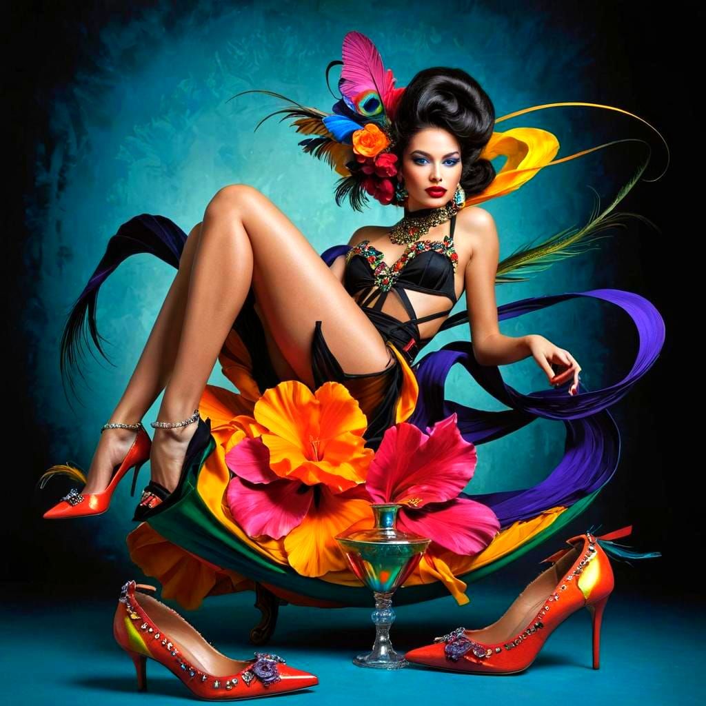 Surreal Lady in Mystical Dreamscape, Rich Colors