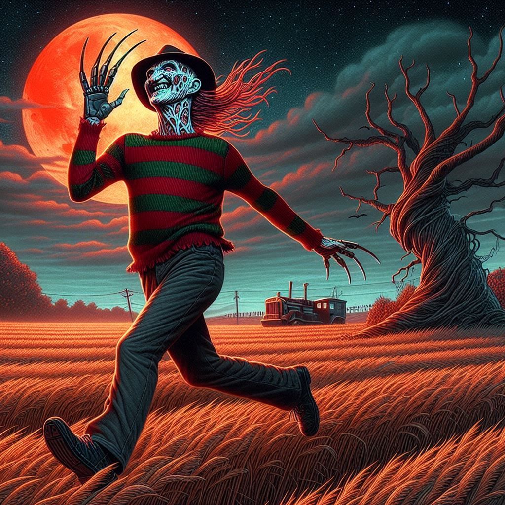 Freddy Krueger running to ruin someone's dreams
