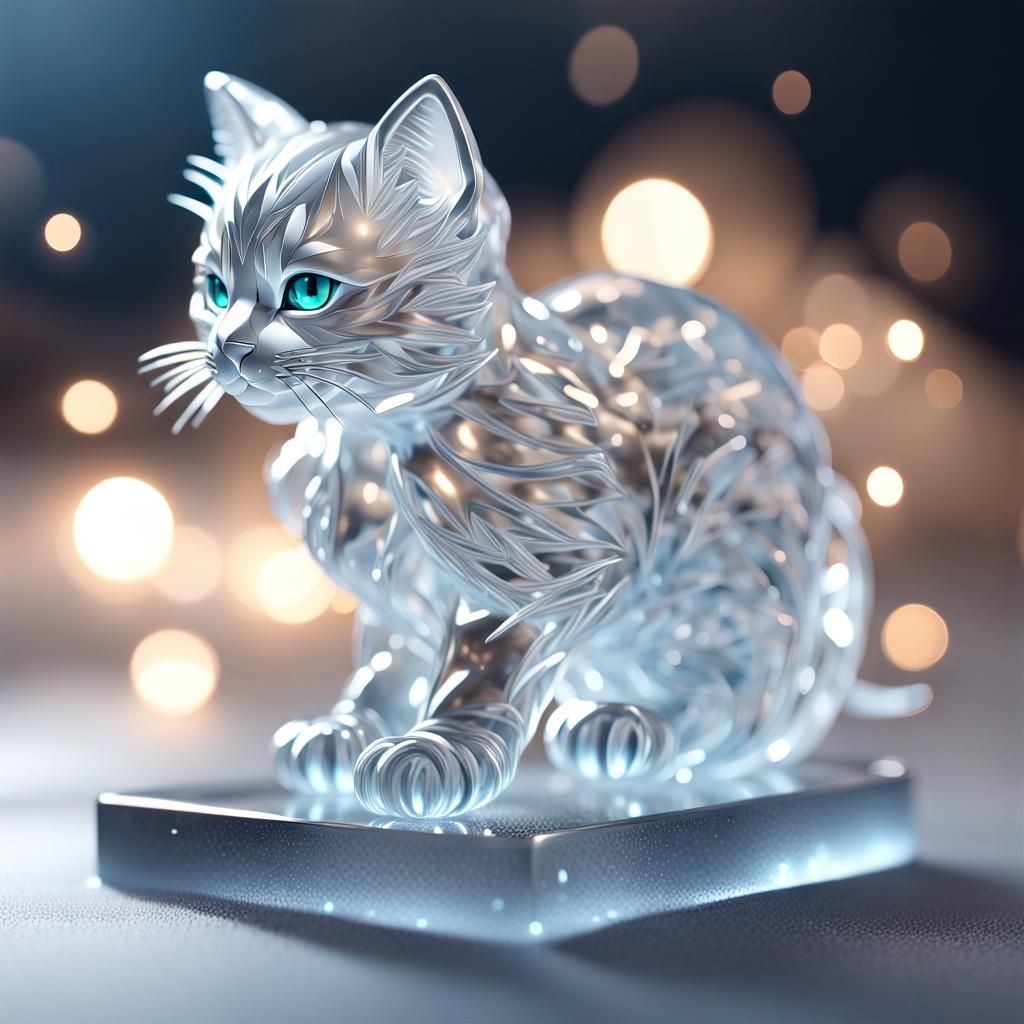 Cat Ice Sculpture AI Generated Artwork NightCafe Creator