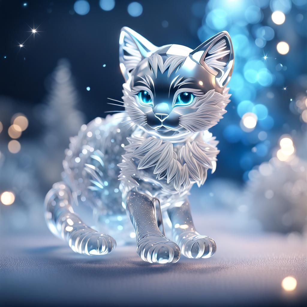 Cat Ice Sculpture AI Generated Artwork NightCafe Creator