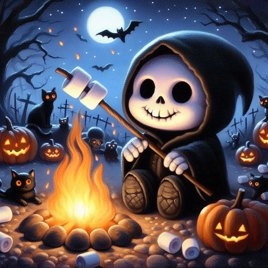 Grim Reaper Roasting Marshmallows