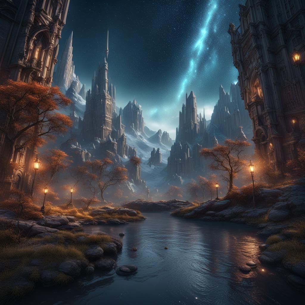 Misty fantasy landscape - AI Generated Artwork - NightCafe Creator