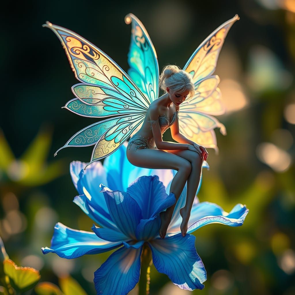 Enchanted Fairy Amidst Blooming Exotic Flower