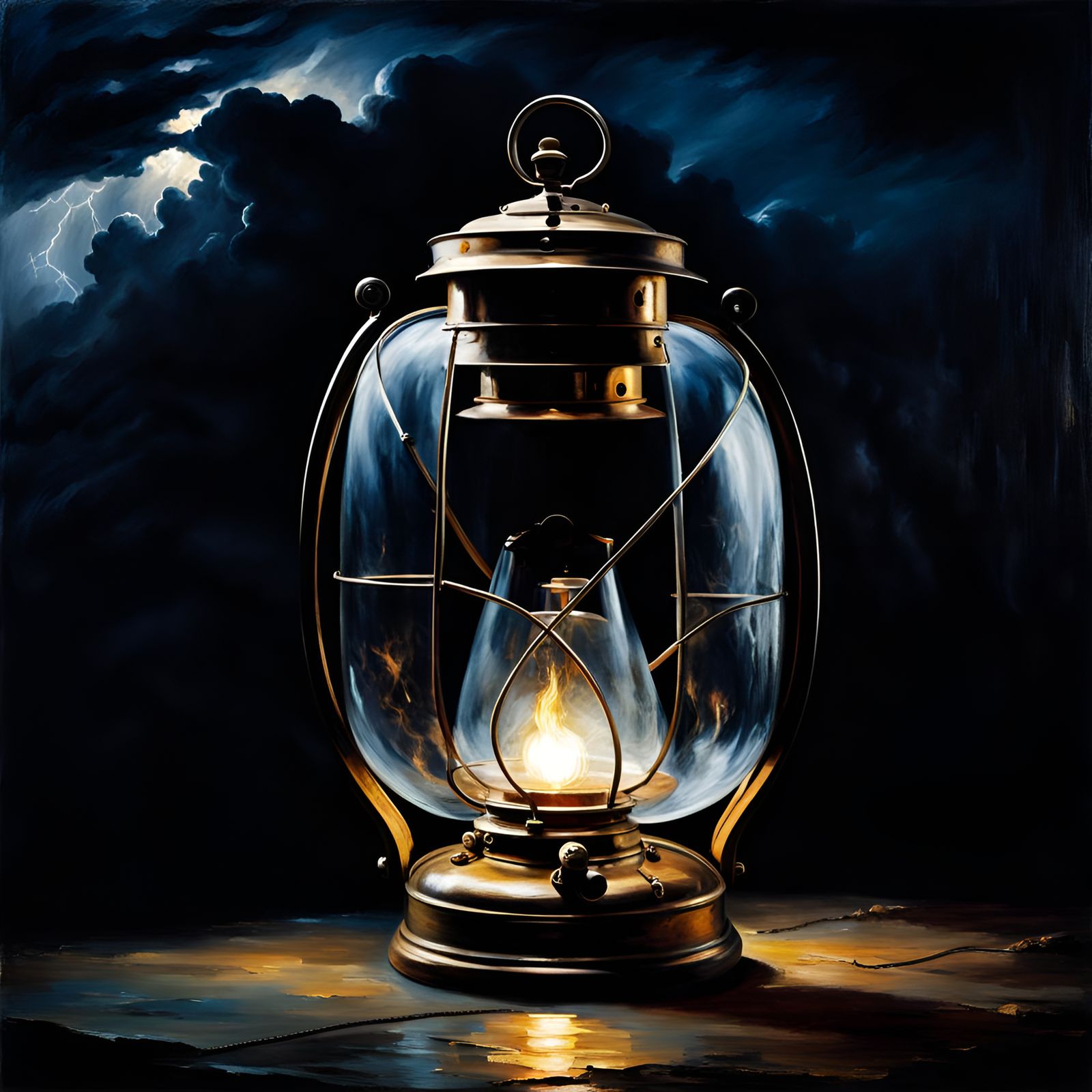 Lantern in front of a storm