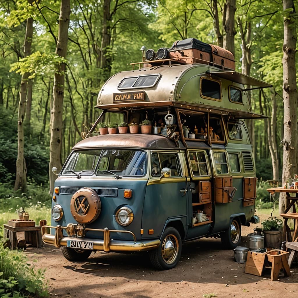 cottage core steam punk camper van - AI Generated Artwork - NightCafe ...