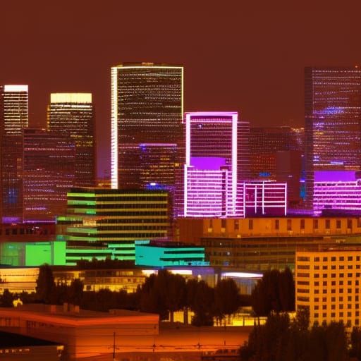Denver in the future, synthwave neon