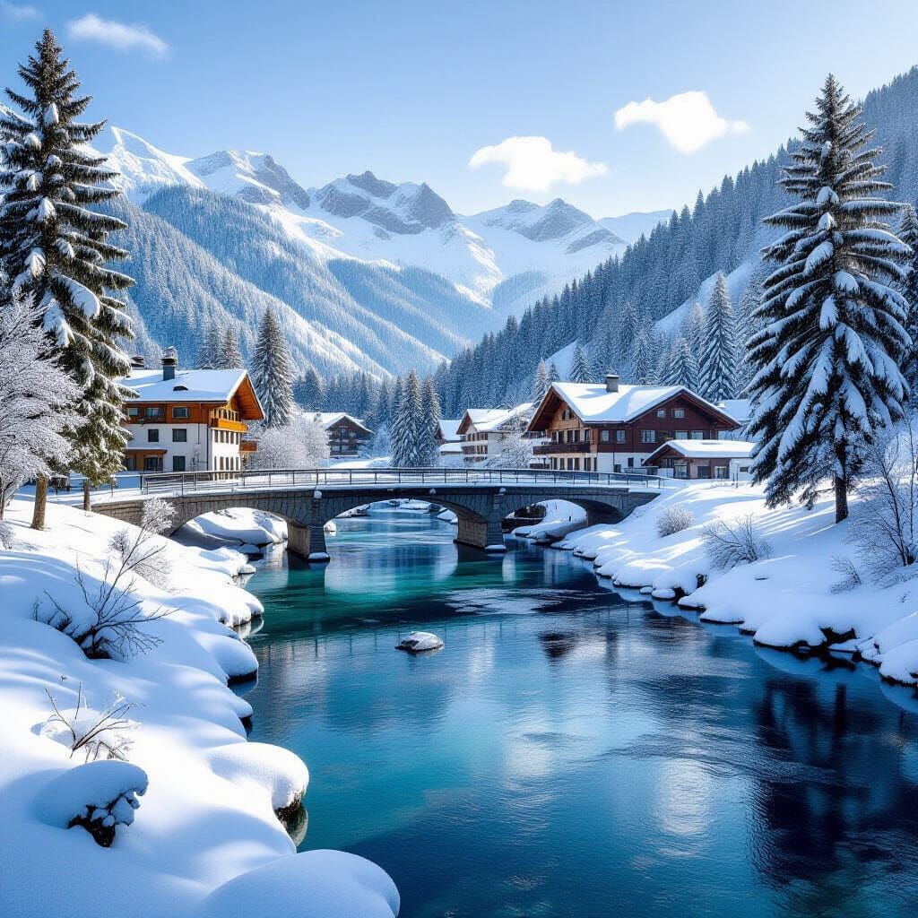 Cinematic Swiss River Flowing Through Green Forest
