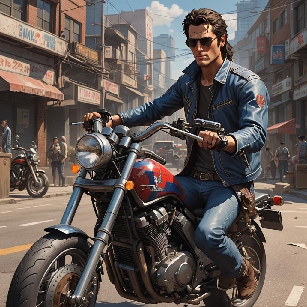 ASH WILLIAMS AT 25 YEARS OLD WITH LONG HAIR WEARS SUNGLASSES...