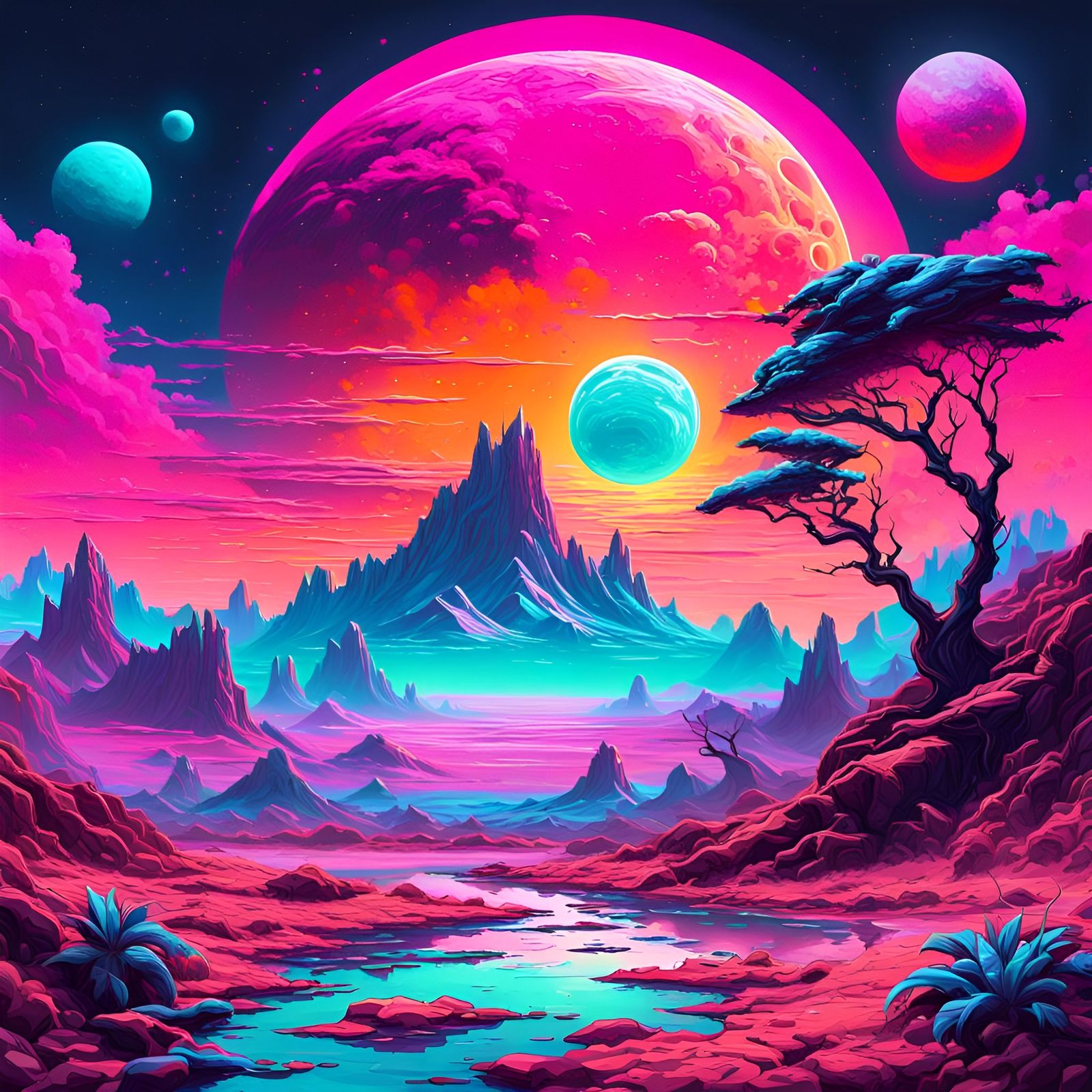 Vaporwave Aesthetic Alien Landscape - AI Generated Artwork - NightCafe ...