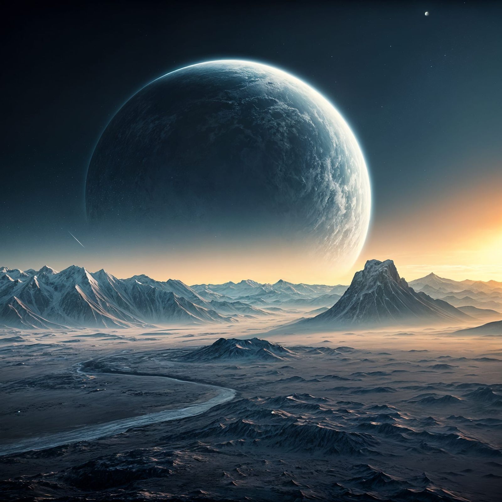 Frozen moon, frozen planet.   by @Mad Piece Maker