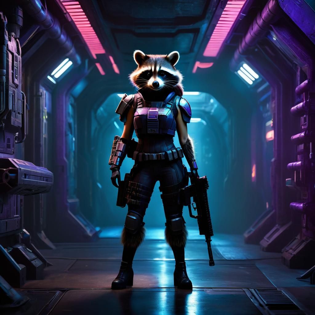 Rocket Raccoon,  genetically engineered, Anthropomorphic wel...