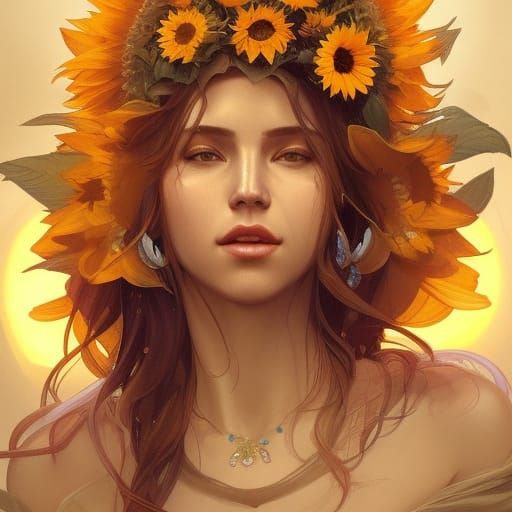 Sunflower woman - AI Generated Artwork - NightCafe Creator