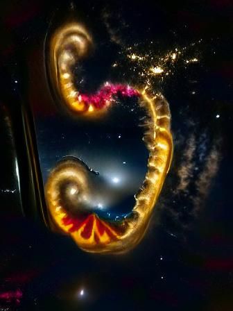 beautiful distant galaxy seen through a double helix worm ho...