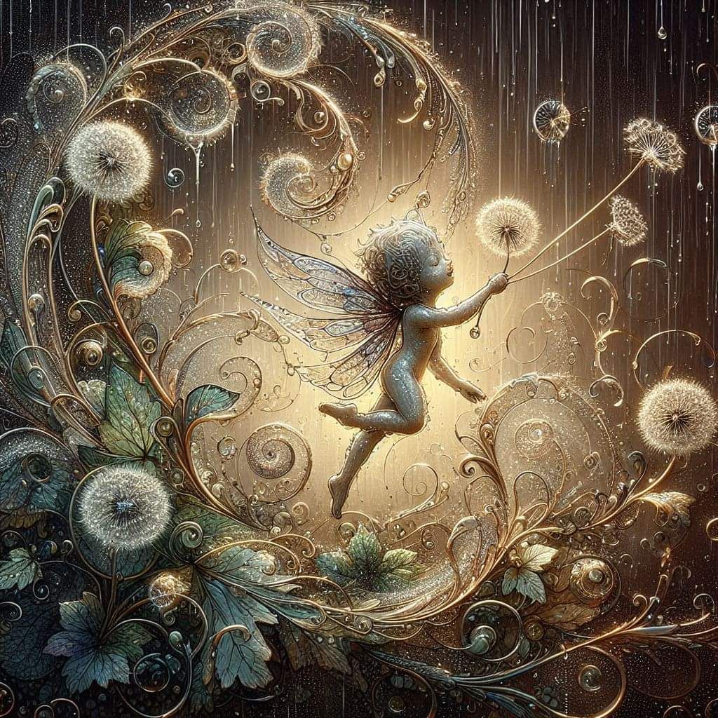 Fantasy ,angel with dandelon