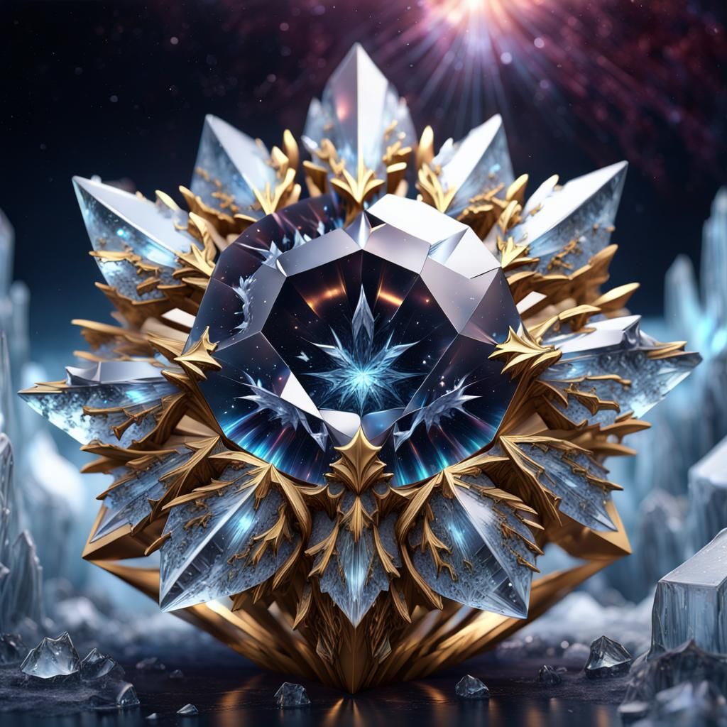 Ice crystal gold diamond sculpture beautifully breathtaking ...