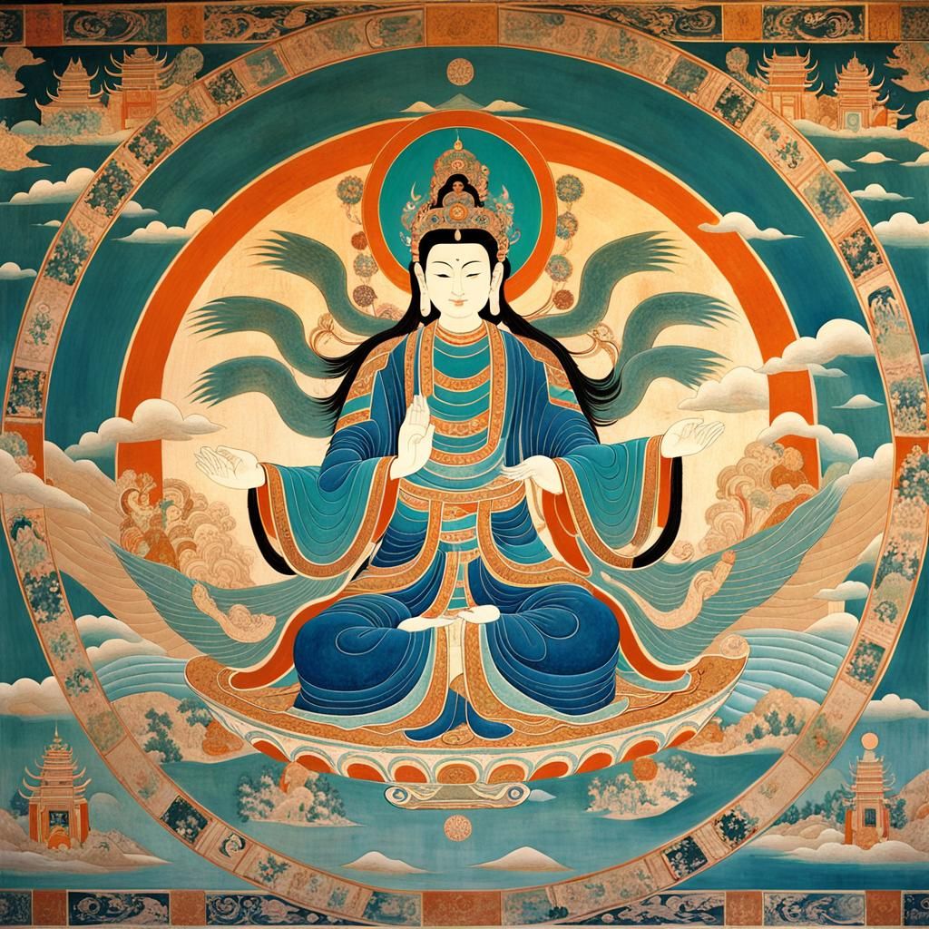 Dunhuang Murals: Flying Deities Ascending to Heaven