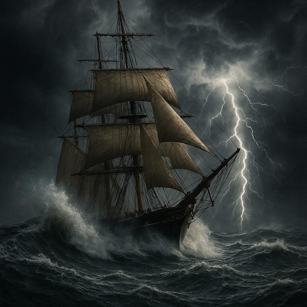 Tall ship in storm
