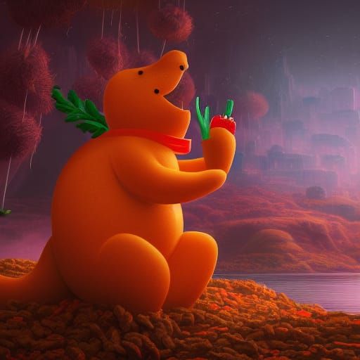 Animal Cracker eating a carrot detailed matte painting, deep...