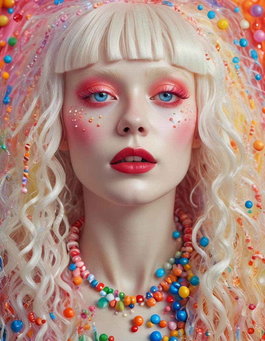 Rainbow Woman in Whimsical Candy Art