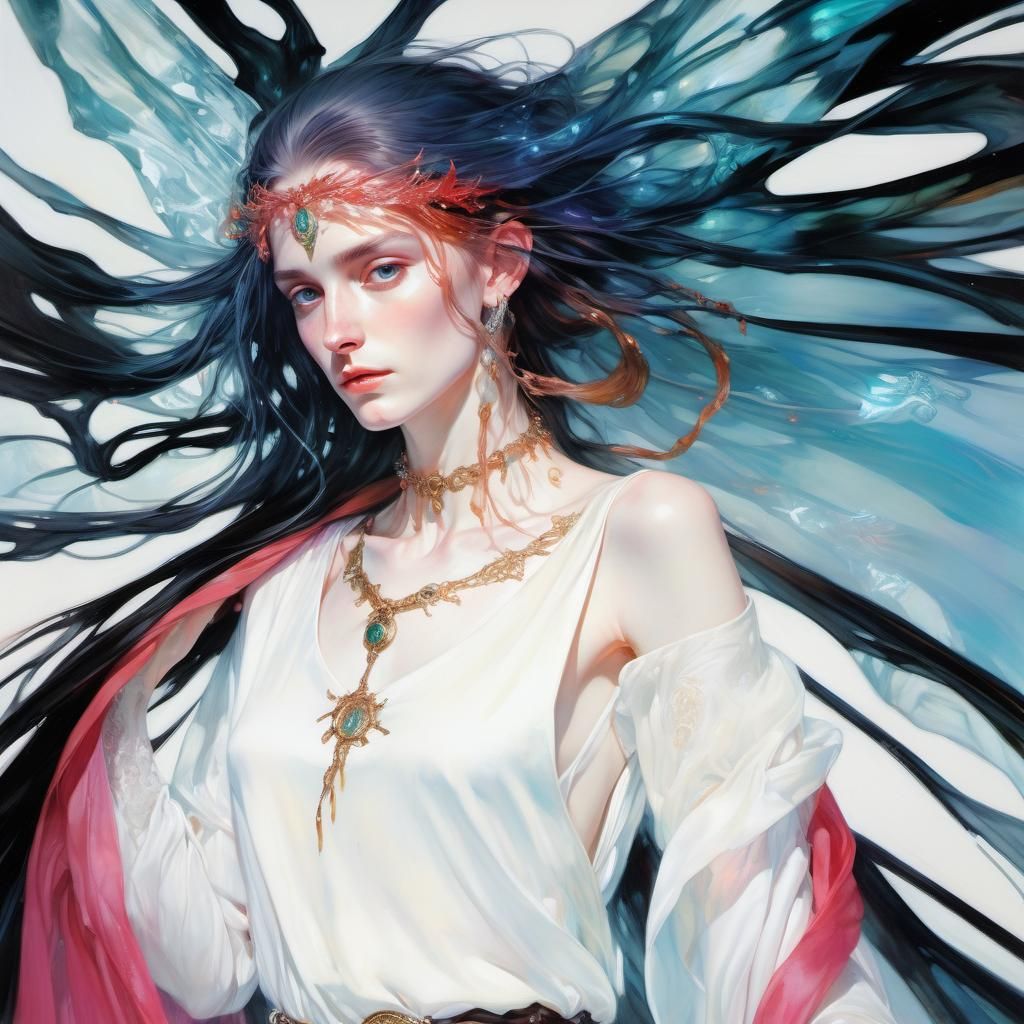 Glowing Numenorian Entity in Ethereal Y2K Style