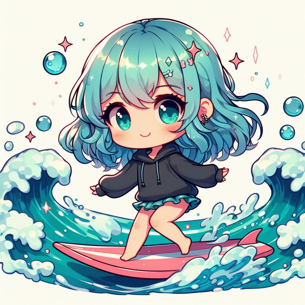 Cute Yumi surfing