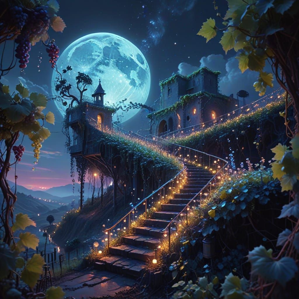 A moonlit vineyard   by @Ark
