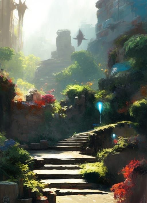 Surreal Stairway Inspired by Digital Art Masters