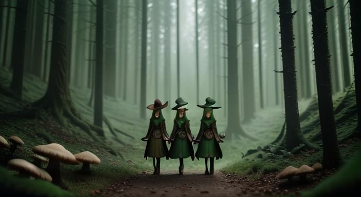 elves with morel mushroom hats
