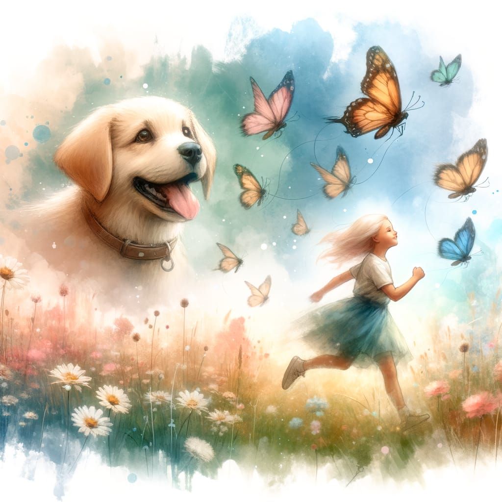 Puppy dreams of a meadow adventure