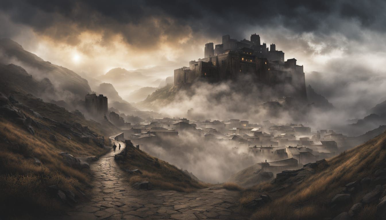  a misty European-style valley town   by @Ugy10