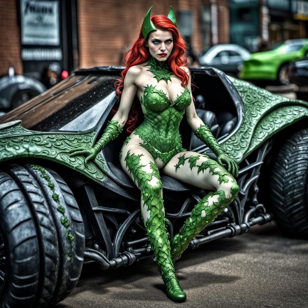 Poison Ivy taking over The Tumbler Bat Mobile.  by @JWSmythe