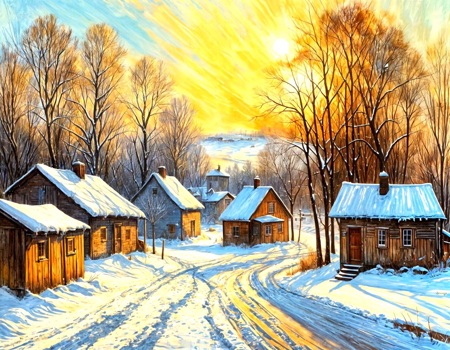 נוף כפרי מושלג