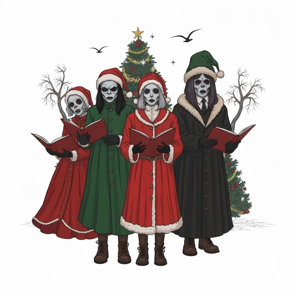 Spooky Christmas Carolers Haunting Winter Night