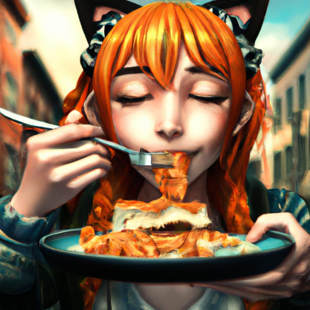 Eating lasagna #1