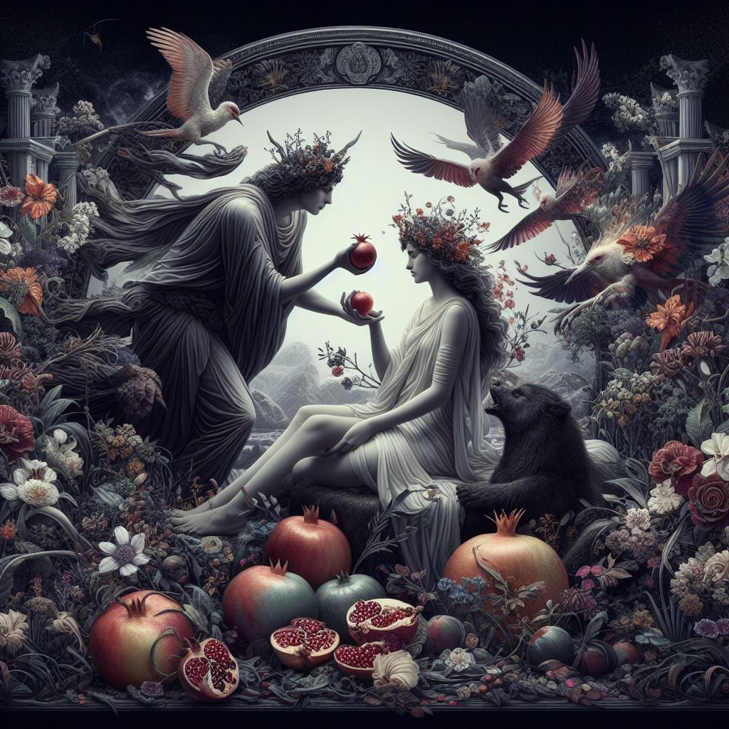 Hades makes Persephone consume forbidden fruit in order to prevent her from emerging from the underworld.