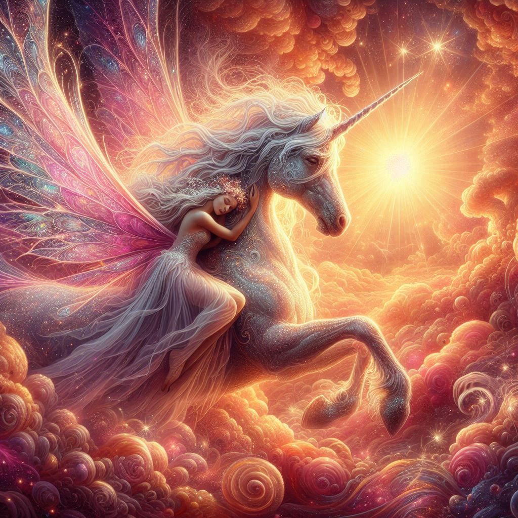 The friendship between a fairy and a unicorn