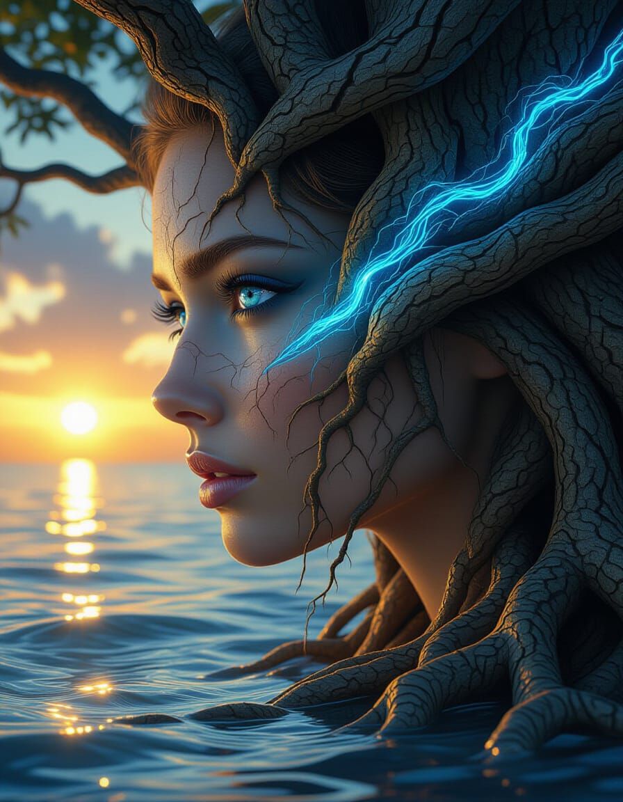 Tree Spirit of the Ocean – Surreal Photorealistic Fantasy Portrait