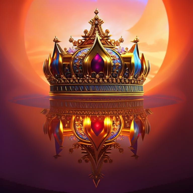 Magnificent Bejeweled Golden Crown in Art Nouveau Style