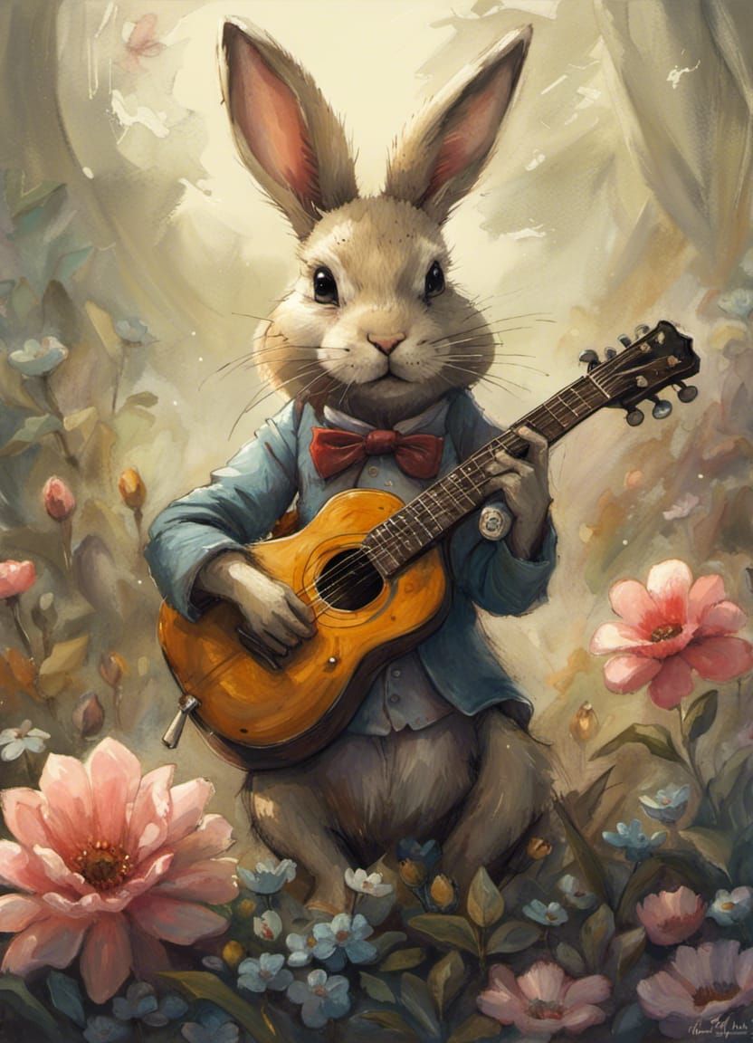 Bunny playing guitare