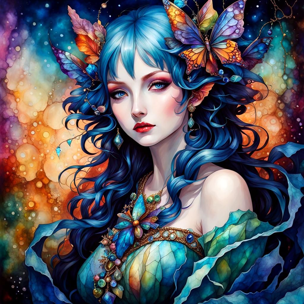 Crystalline, Harlequin, alcohol ink, deep saturation, 🧚‍♀️,...