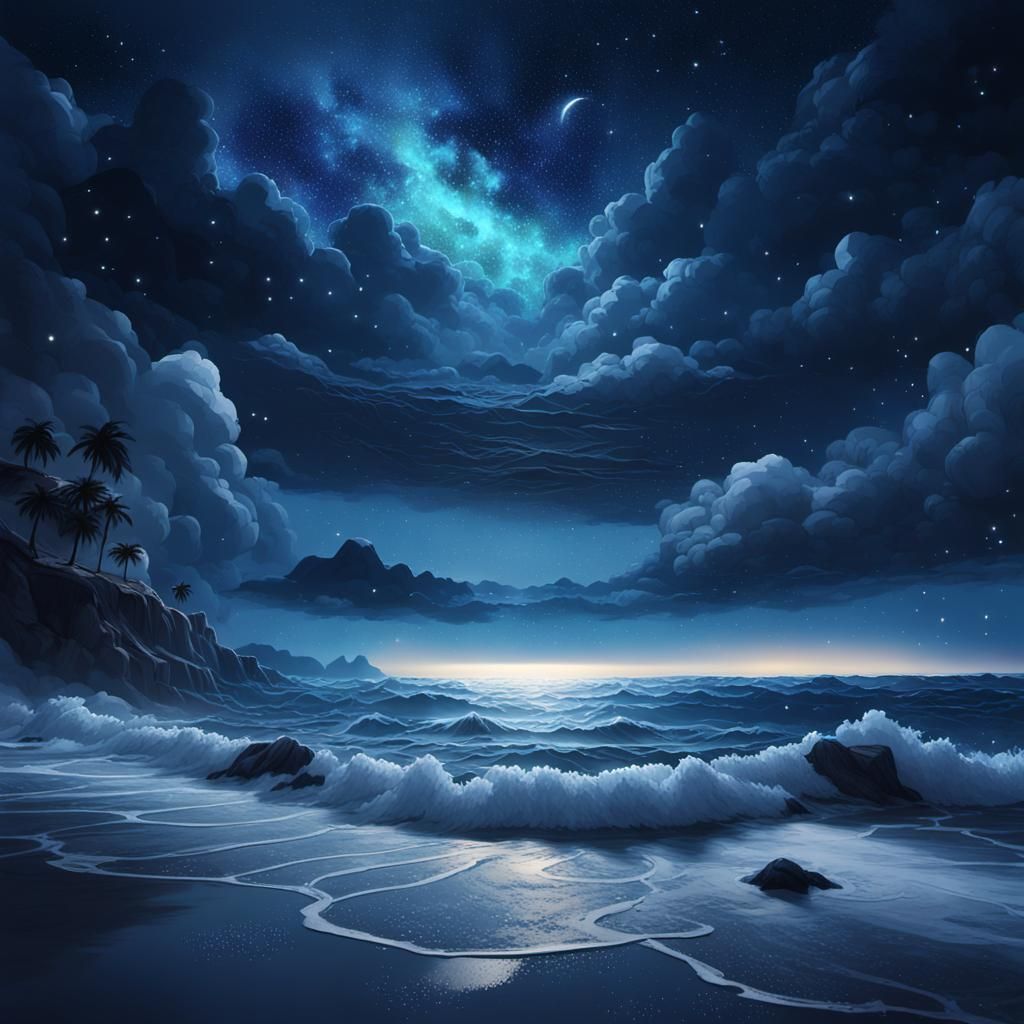 Night Ocean  by @Moonjay