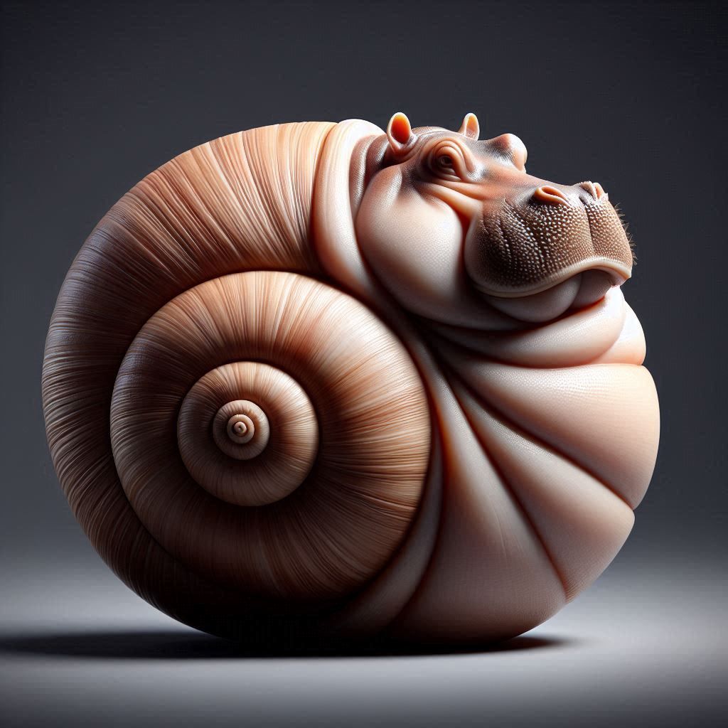 Fat Hippo in a Snail Shell (Snailopotamus Obesitus)