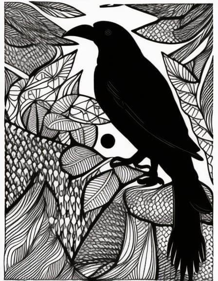 # CROW # BLACK AND WHITE #COLORING PAGES - AI Generated Artwork ...