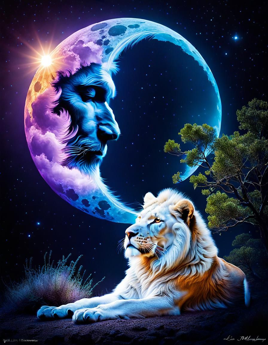 Lion, quantum consciousness,  moon,  layered paper , kirlian 
photography,  Lisa Holloway  by @Razzmama 