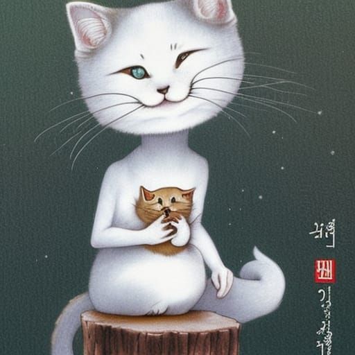 cute cat by  Miho Hirano, Amanda Clark, Kim Jung Gi and Andy...